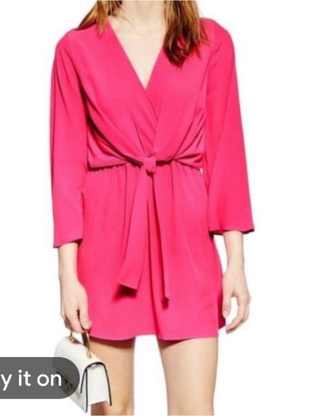 Topshop Hot Pink Tie-Front Robe Dress